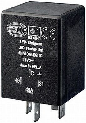 HELLA 4DM 009 492-001 Blinkgeber - 24V - 4-polig - Anbau - elektronisch - LED - mit H