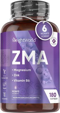 ZMA Kapseln - 6 Monate Vorrat - Mit 250mg Magnesium, 15mg Zink & 3,5mg Vitamin B6