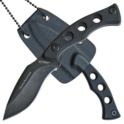 BlackField Neck Knife "Raptor" G10 Schalen, Kunststoffscheide mit Metallkette