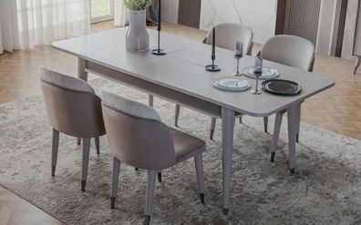 Luxuriöser Auszihbarer Tisch Designer Moderne Esszimmer Textil Stühle