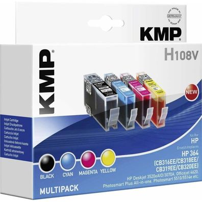 4 KMP H108V schwarz, cyan, magenta, gelb Tintenpatronen ersetzen HP 364 (N9J73AE)