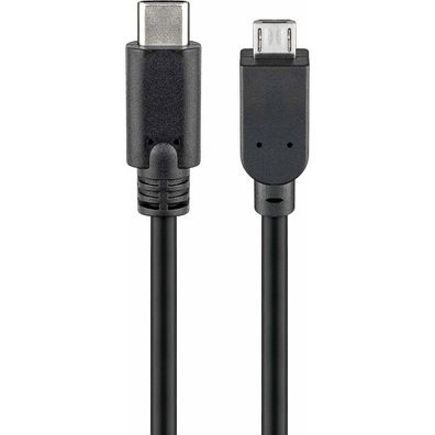 goobay USB C/ Micro USB 2.0 B Kabel 0,2 m schwarz