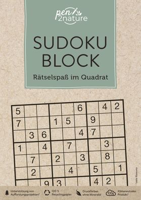 Sudoku-Block: R?tselspa? im Quadrat. 192 Sudokus in 3 Schwierigkeitsstufen, ...