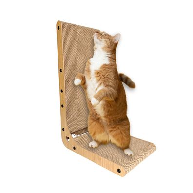 Heikoeco® Kratzbrett Katzen, 60 cm hohe L förmige Kratzpappe für Katzen, mit Ball