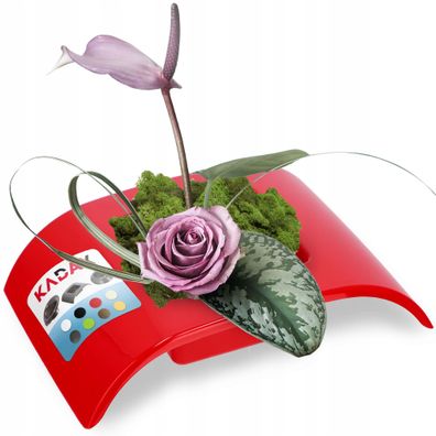 KADAX Ikebana aus Kunststoff, Blumentopf, Blumenschale, 19 cm, Rot