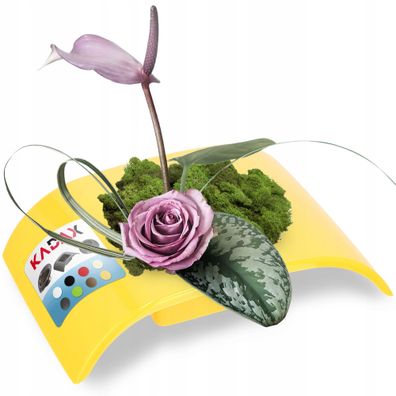 KADAX Ikebana aus Kunststoff, Blumentopf, Blumenschale, 19 cm, Gelb