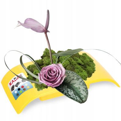 KADAX Ikebana aus Kunststoff, Blumentopf, Blumenschale, 25 cm, Gelb