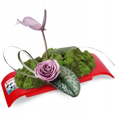 KADAX Ikebana aus Kunststoff, Blumentopf, Blumenschale, 36 cm, Rot