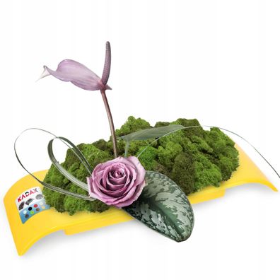 KADAX Ikebana aus Kunststoff, Blumentopf, Blumenschale, 36 cm, Gelb