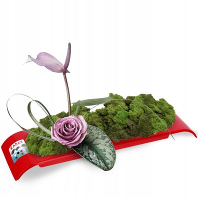 KADAX Ikebana aus Kunststoff, Blumentopf, Blumenschale, 36 cm, Rot