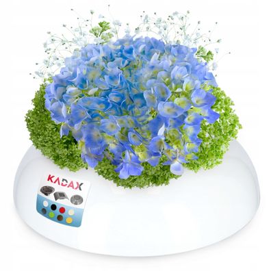 KADAX Ikebana aus Kunststoff, Blumentopf, Blumenschale, rund, 9.5 cm, Weiß