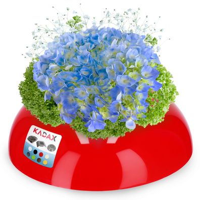 KADAX Ikebana aus Kunststoff, Blumentopf, Blumenschale, rund, 9.5 cm, Rot