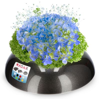 KADAX Ikebana aus Kunststoff, Blumentopf, Blumenschale, rund, 9.5 cm, Grafit
