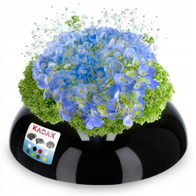 KADAX Ikebana aus Kunststoff, Blumentopf, Blumenschale, rund, 12 cm, Schwarz