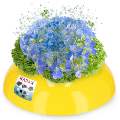 KADAX Ikebana aus Kunststoff, Blumentopf, Blumenschale, rund, 12 cm, Gelb