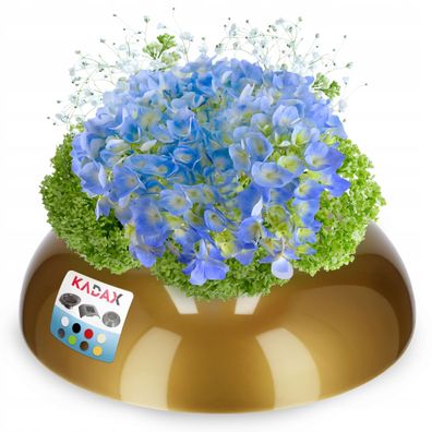 KADAX Ikebana aus Kunststoff, Blumentopf, Blumenschale, rund, 12 cm, Gold