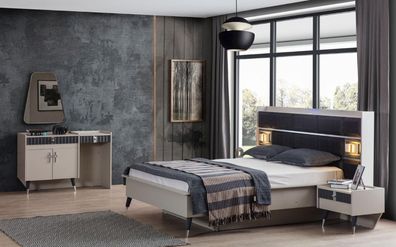 Schlafzimmer Garnitur Luxus Bett Designer Schminktisch Konsole 5tlg Set