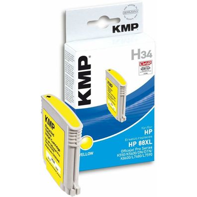 KMP H34 gelb Tintenpatrone ersetzt HP 88XL (C9393AE)