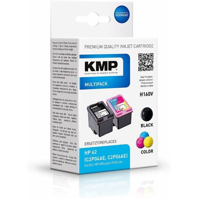 2 KMP H160V schwarz, color Tintenpatronen ersetzen HP 62 (N9J71AE)