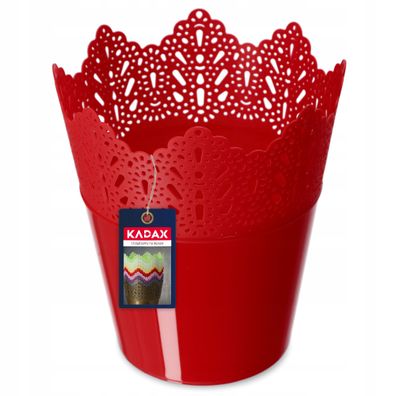 KADAX Spitzen-Blumentopf aus Kunststoff, 14.5 cm, Niedrig, Rot