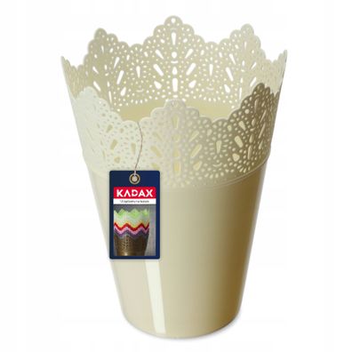 KADAX Spitzen-Blumentopf aus Kunststoff, 16.5 cm, Hoch, Creme