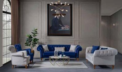Wohnzimmer Couchgarnitur Luxus Sitzmöbel Dreisitzer Zweisitzer Sessel