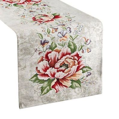 Tischläufer Tischband 40x100 cm Gobelin Tischdeko Modern Blumen Rustikal Dekoration