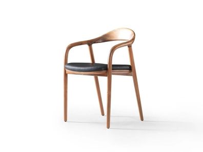 Designer Stuhl Holz Luxus Lehnstuhl Polster Stühle Esszimmer Leder
