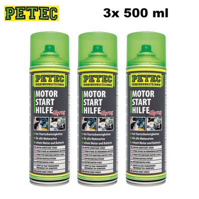 3x PETEC 500ml Motor Kalt-Start-Hilfe Start-Pilot Motor-Start-Spray 70450