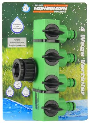Einstellbarer Wasserdurchfluss 4-Wege Stecker für Gartenschlauch und Wasserhahn