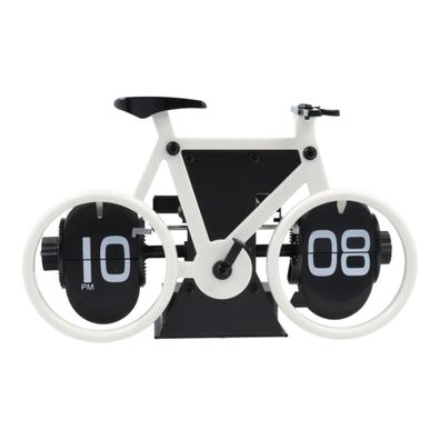 Elektronische Tischuhr Klapptischuhr in Fahrraddesign Schwarz/ Weiß Quarzwerk