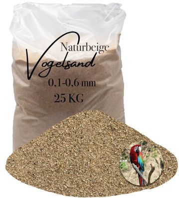 25 kg Vogelsand beige 0,1-0,6 mm Bodengrund für Vogelkäfig ohne Zusätze hocherhitzt