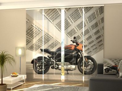 Foto-Schiebegardine Harley Davidson, Flächenvorhang mit Motiv, Gardine auf Maß