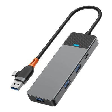 USB- Adapter WiWU - HUB A431C 4in1 USB A/ C Buchse auf USB3.0x3 + USB-Cx1