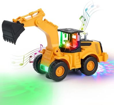 Kizeefun Bagger Spielzeug, Ferngesteuerter Fahrend mit Sound und Licht, Kinder