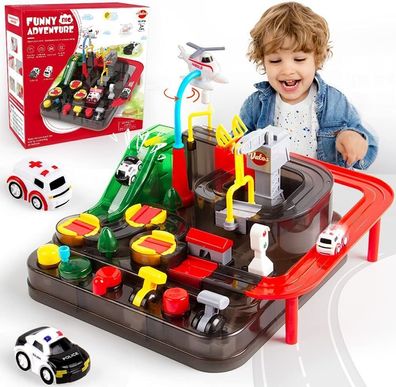 VATOS Track Autos Spielzeug Set für Kinder 26,5 x 26,5 x 19 cm, Autorennbahn