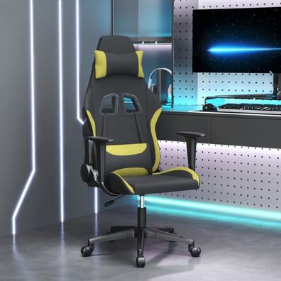 Gaming-Stuhl Schwarz und Hellgrün Stoff (Farbe: Schwarz)