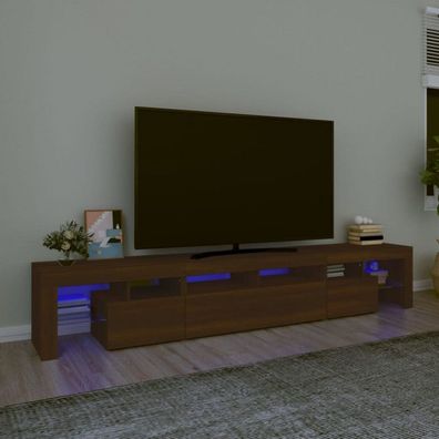 TV-Schrank mit LED-Leuchten Braun Eichen-Optik 230x36,5x40 cm (Farbe: Braun)