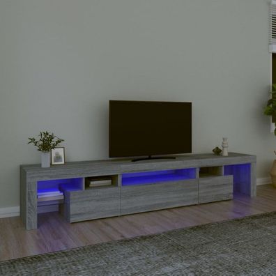 TV-Schrank mit LED-Leuchten Grau Sonoma 215x36,5x40 cm (Farbe: Grau)