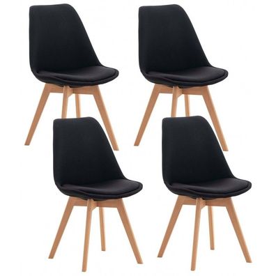 4er Set Stuhl Linares Stoff (Farbe: schwarz)