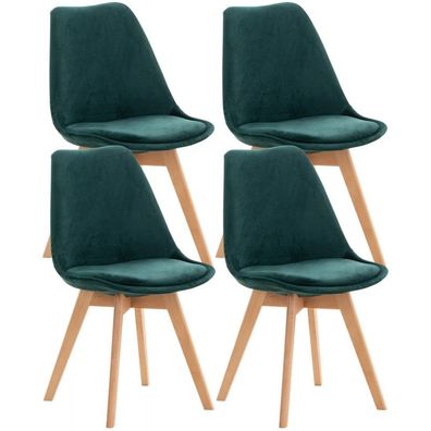 4er Set Stuhl Linares Samt (Farbe: grün)