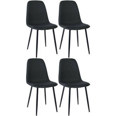 4er Set Esszimmerstühle Napier Stoff (Farbe: schwarz)