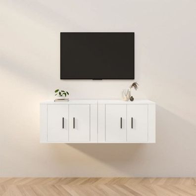 TV-Wandschränke 2 Stk. Weiß 57x34,5x40 cm (Farbe: Weiß)