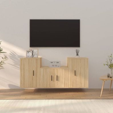 3-tlg. TV-Schrank-Set Sonoma-Eiche Holzwerkstoff (Farbe: Braun)