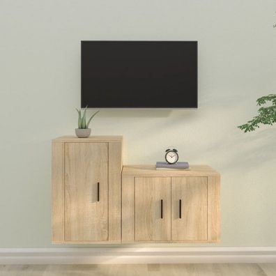 2-tlg. TV-Schrank-Set Sonoma-Eiche Holzwerkstoff (Farbe: Braun)