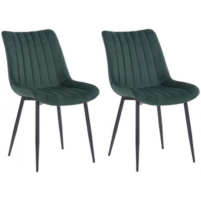 2er Set Stühle Rahden Samt (Farbe: grün)