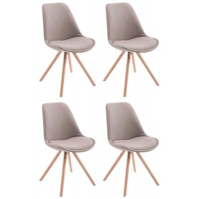 4er Set Stühle Toulouse Stoff Natura Rund (Farbe: taupe)