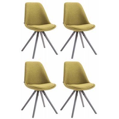 4er Set Stühle Toulouse Stoff Rund grau (Farbe: grün)