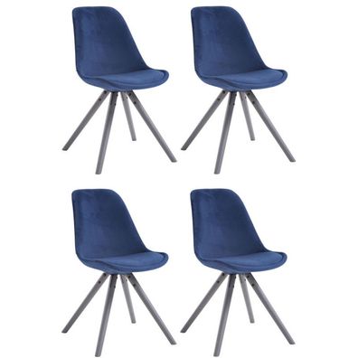 4er Set Stühle Toulouse Samt Rund grau (Farbe: blau)