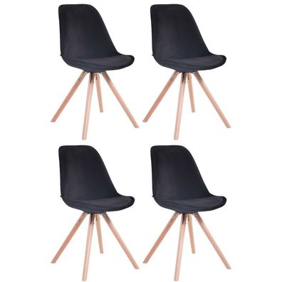 4er Set Stühle Toulouse Samt Rund natura (Farbe: schwarz)